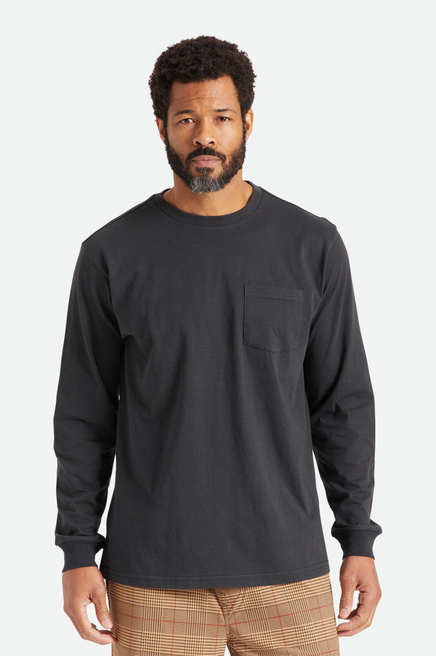 Brixton Basic L/S Pocket Topjes Heren Zwart | 420678DUF