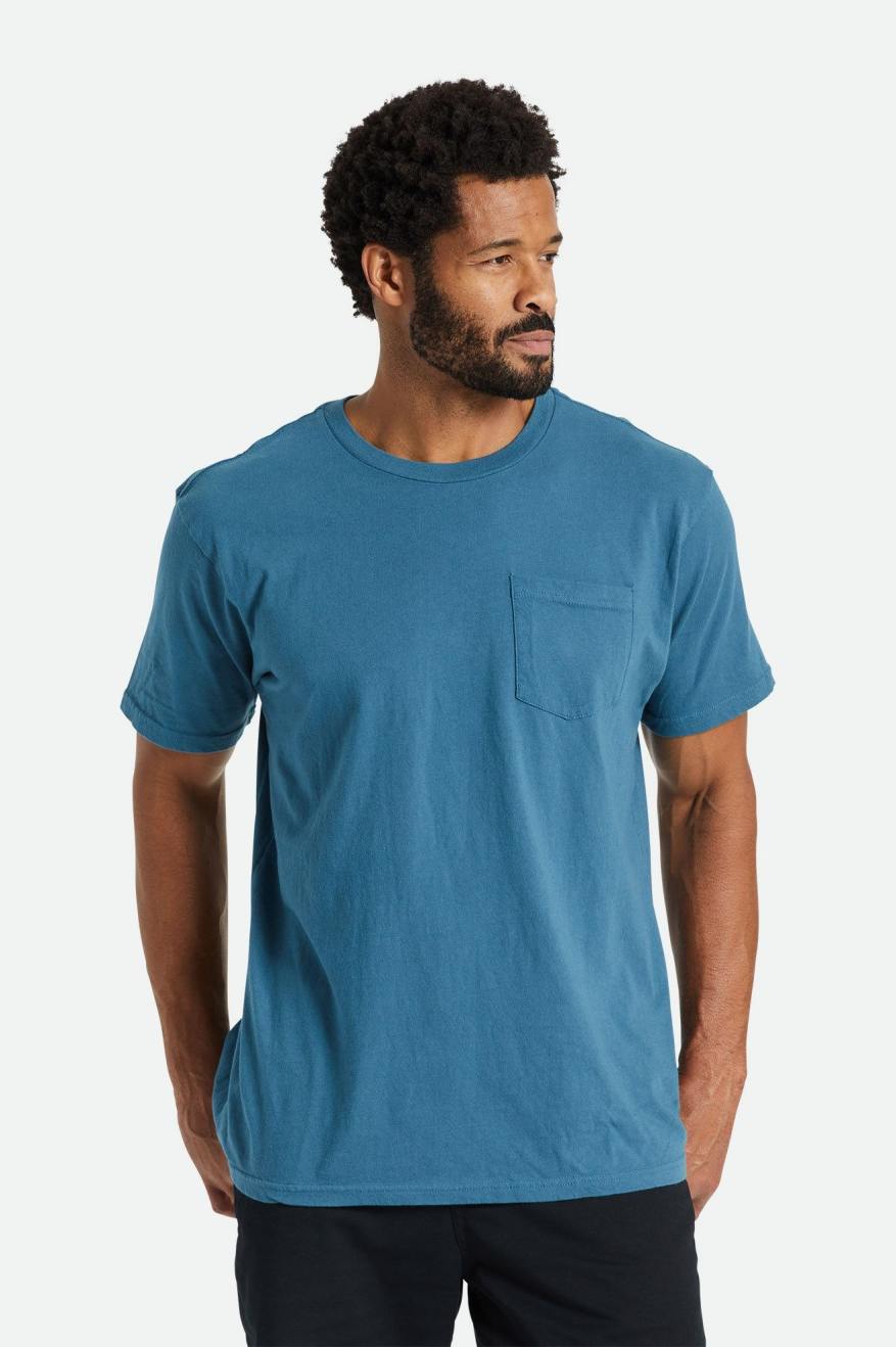 Brixton Basic S/S Pocket Topjes Heren Turquoise | 978023ZGA