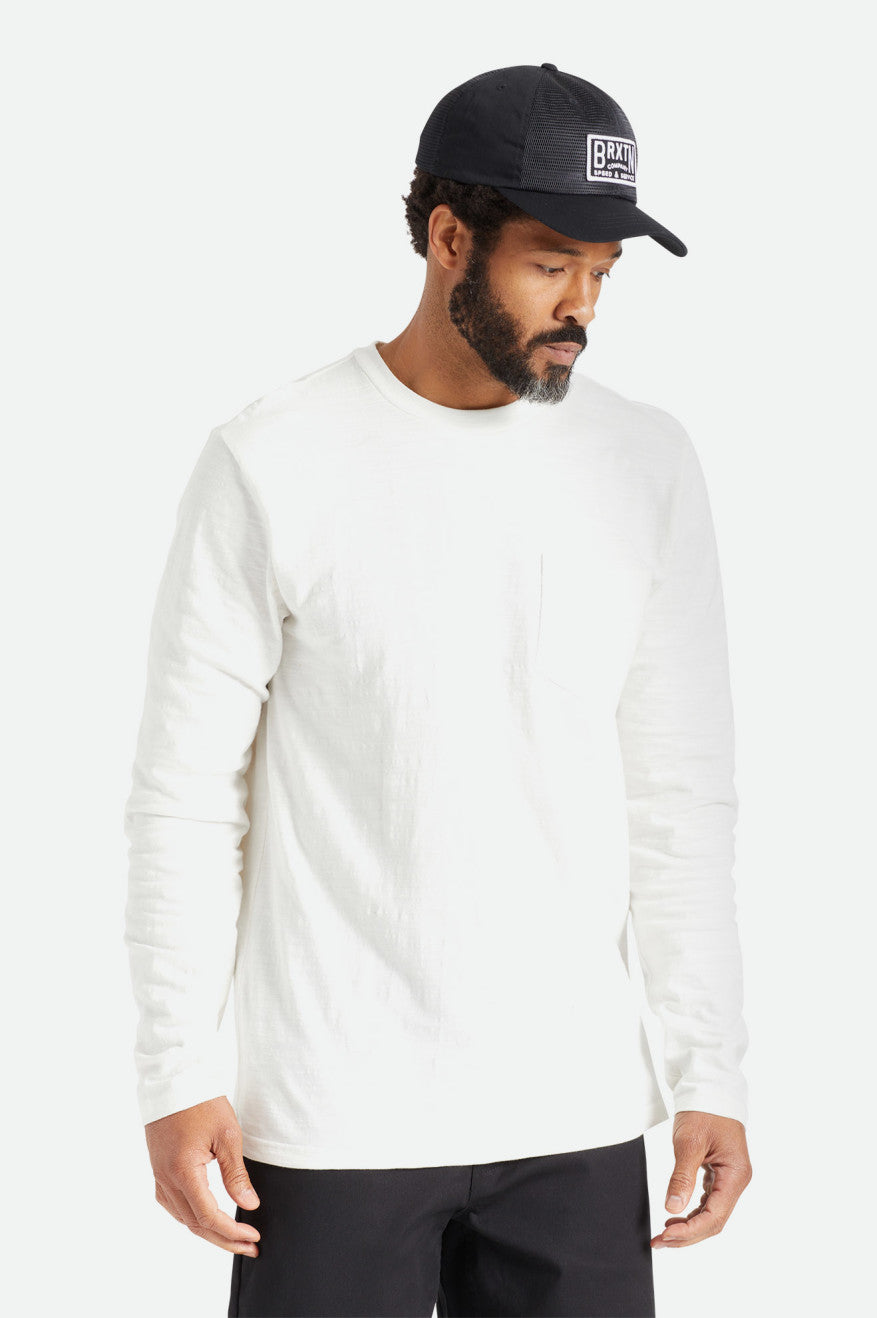 Brixton Basic Slub L/S Pocket Topjes Heren Wit | 412097ODU