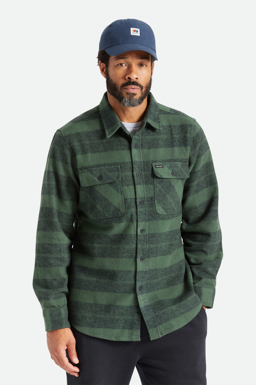 Brixton Bowery Heavy Weight L/S Flanellen Tops Heren Groen | 937816JEC