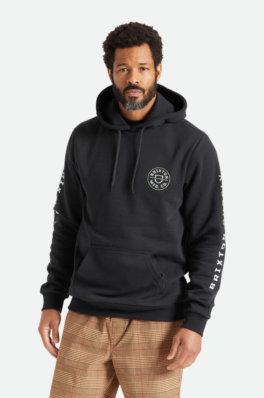 Brixton Crest Hoodie Heren Zwart Groen Wit | 491570XVU