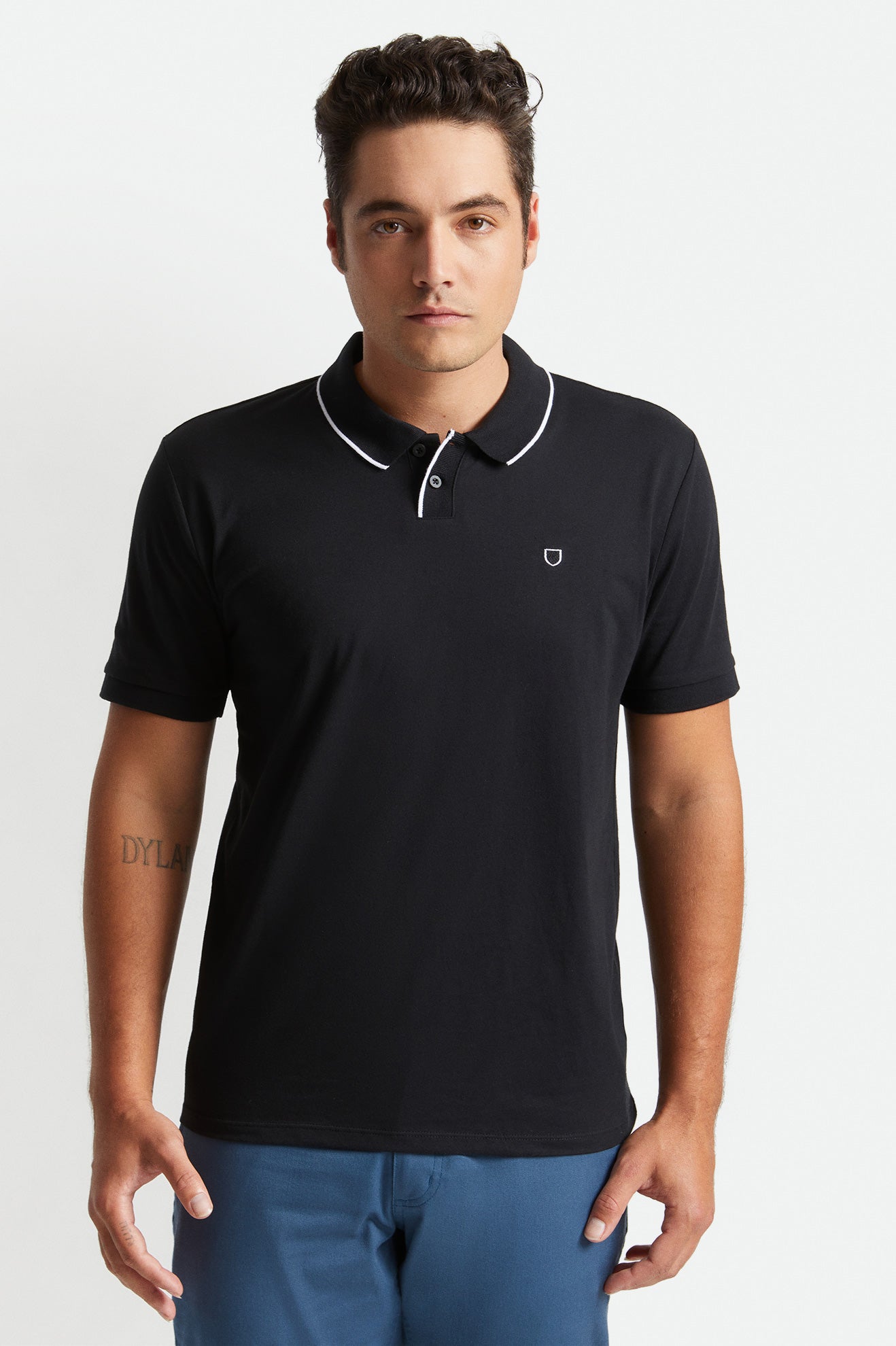 Brixton Proper S/S Polo Gebreide Kleding Heren Zwart Wit | 046519EOA