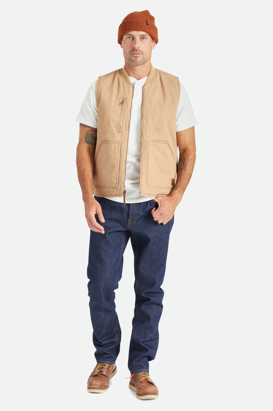 Brixton Abraham Reversible Vest Jassen Heren Beige | 452389IJR