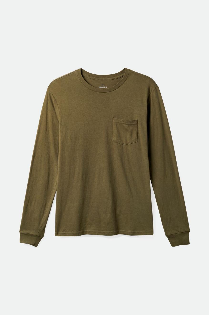 Brixton Basic L/S Pocket Topjes Heren Olijfgroen | 637841XIT