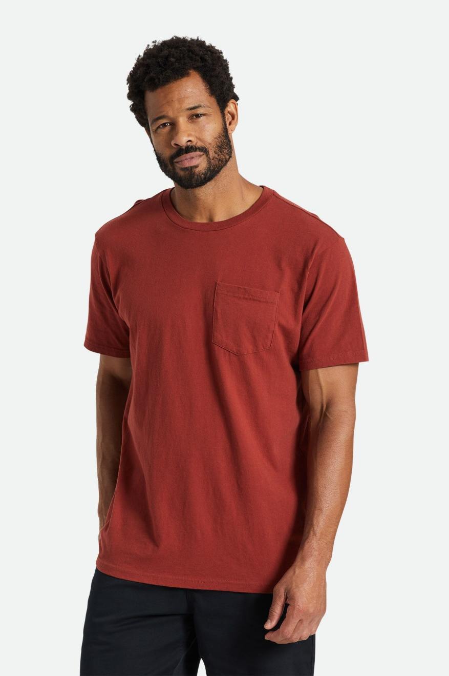 Brixton Basic S/S Pocket Topjes Heren Rood | 973815ZJD