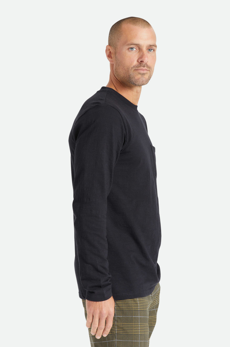 Brixton Basic Slub L/S Pocket Gebreide Kleding Heren Zwart | 083759FNU