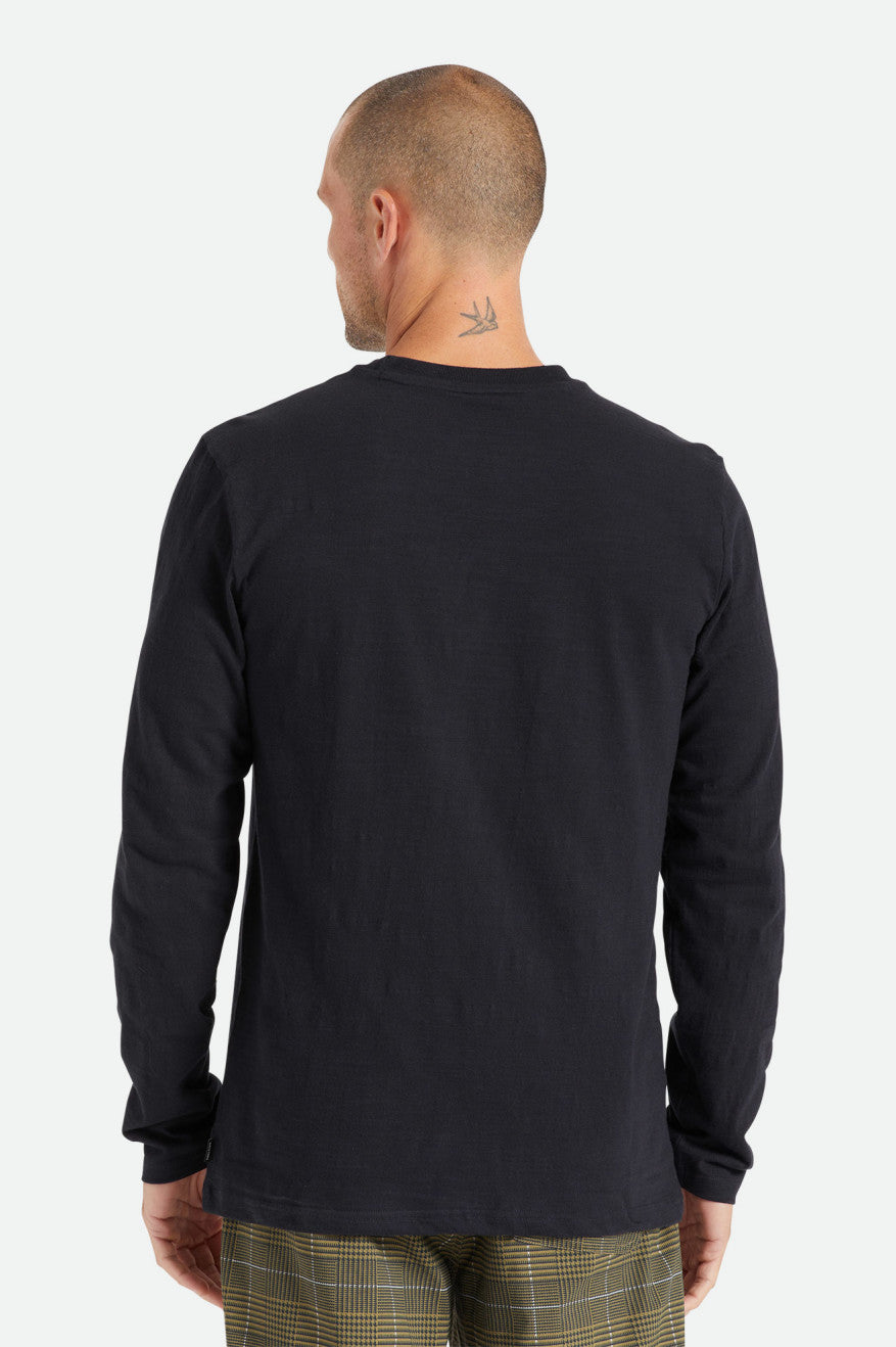 Brixton Basic Slub L/S Pocket Gebreide Kleding Heren Zwart | 083759FNU