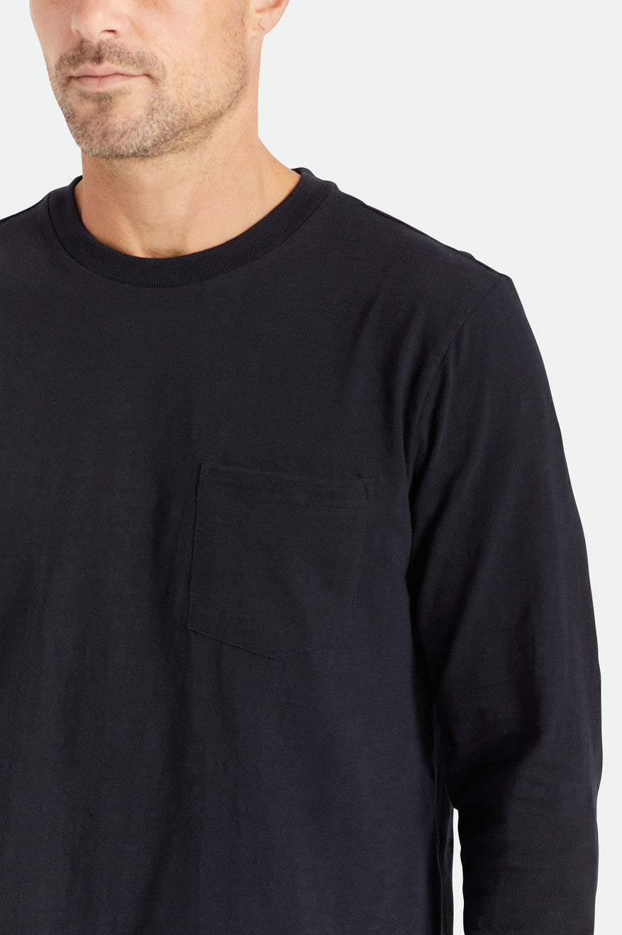 Brixton Basic Slub L/S Pocket Gebreide Kleding Heren Zwart | 083759FNU