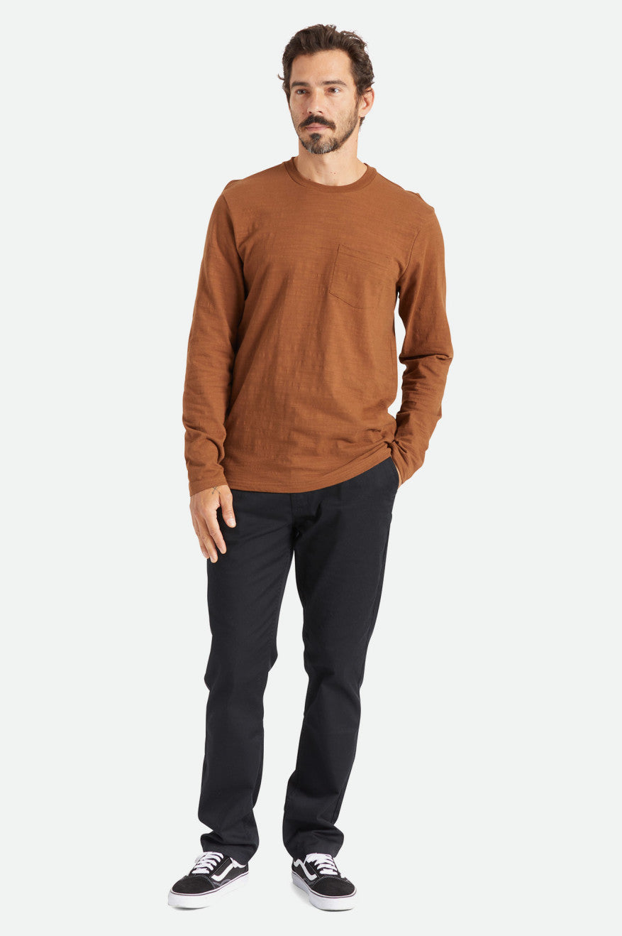 Brixton Basic Slub L/S Pocket Gebreide Kleding Heren Bruin | 397541IXY