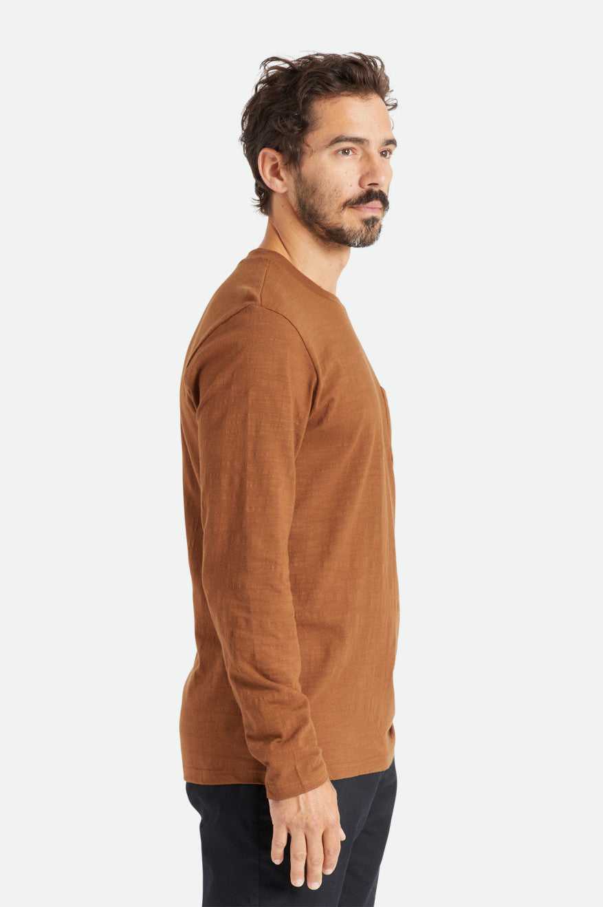 Brixton Basic Slub L/S Pocket Gebreide Kleding Heren Bruin | 397541IXY