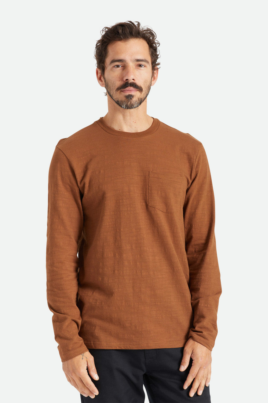 Brixton Basic Slub L/S Pocket Gebreide Kleding Heren Bruin | 397541IXY