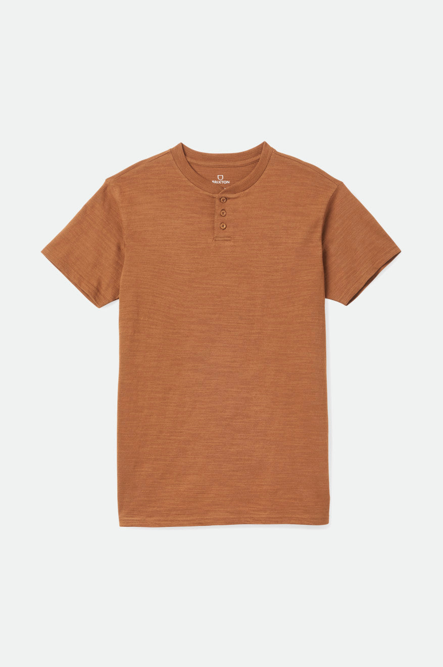 Brixton Basic Slub S/S Henley Gebreide Kleding Heren Bruin | 025197HQB