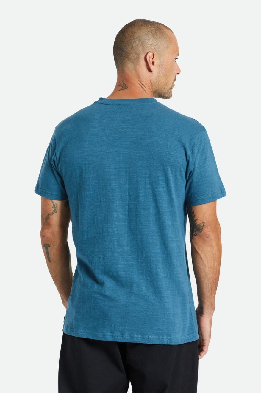 Brixton Basic Slub S/S Henley Gebreide Kleding Heren Turquoise | 354126LPY