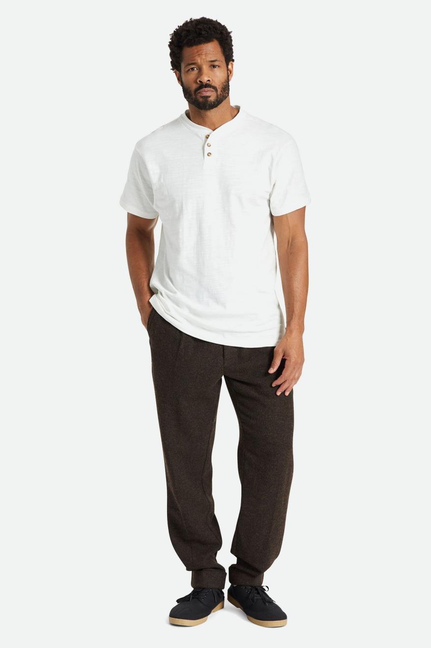 Brixton Basic Slub S/S Henley Gebreide Kleding Heren Wit | 976502NYJ