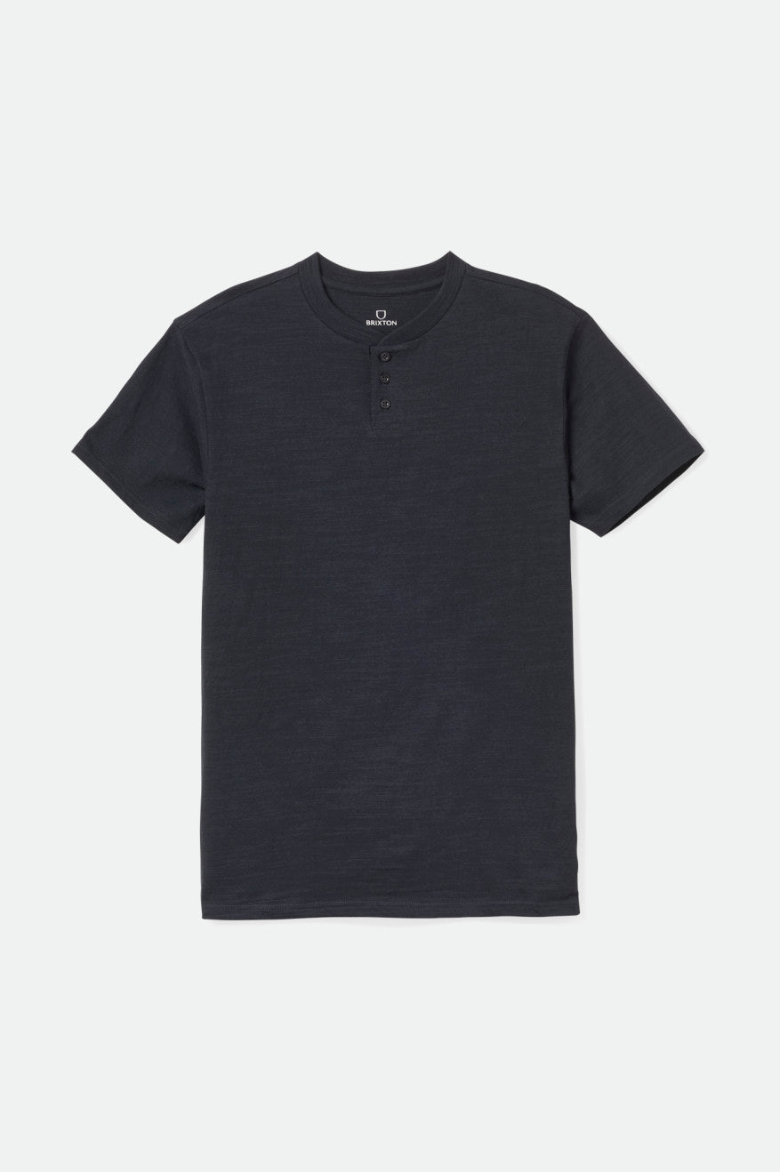 Brixton Basic Slub S/S Henley Topjes Heren Zwart | 104763HGL