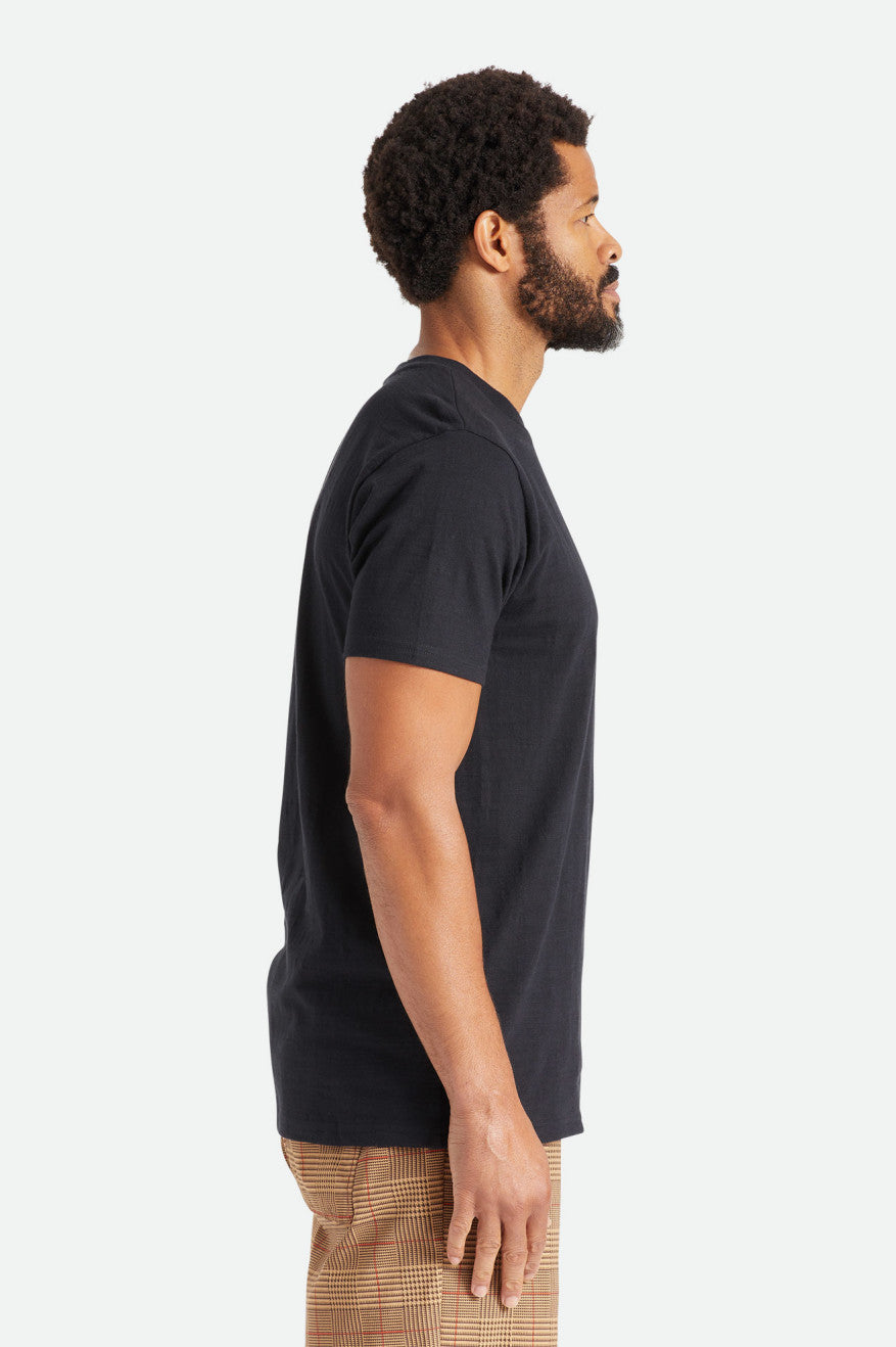 Brixton Basic Slub S/S Pocket Gebreide Kleding Heren Zwart | 497126KRA