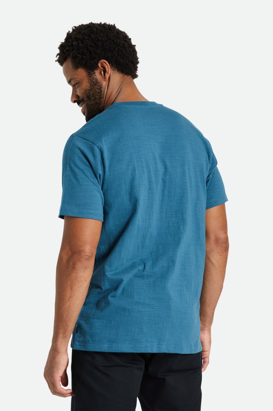 Brixton Basic Slub S/S Pocket Gebreide Kleding Heren Turquoise | 748235USR