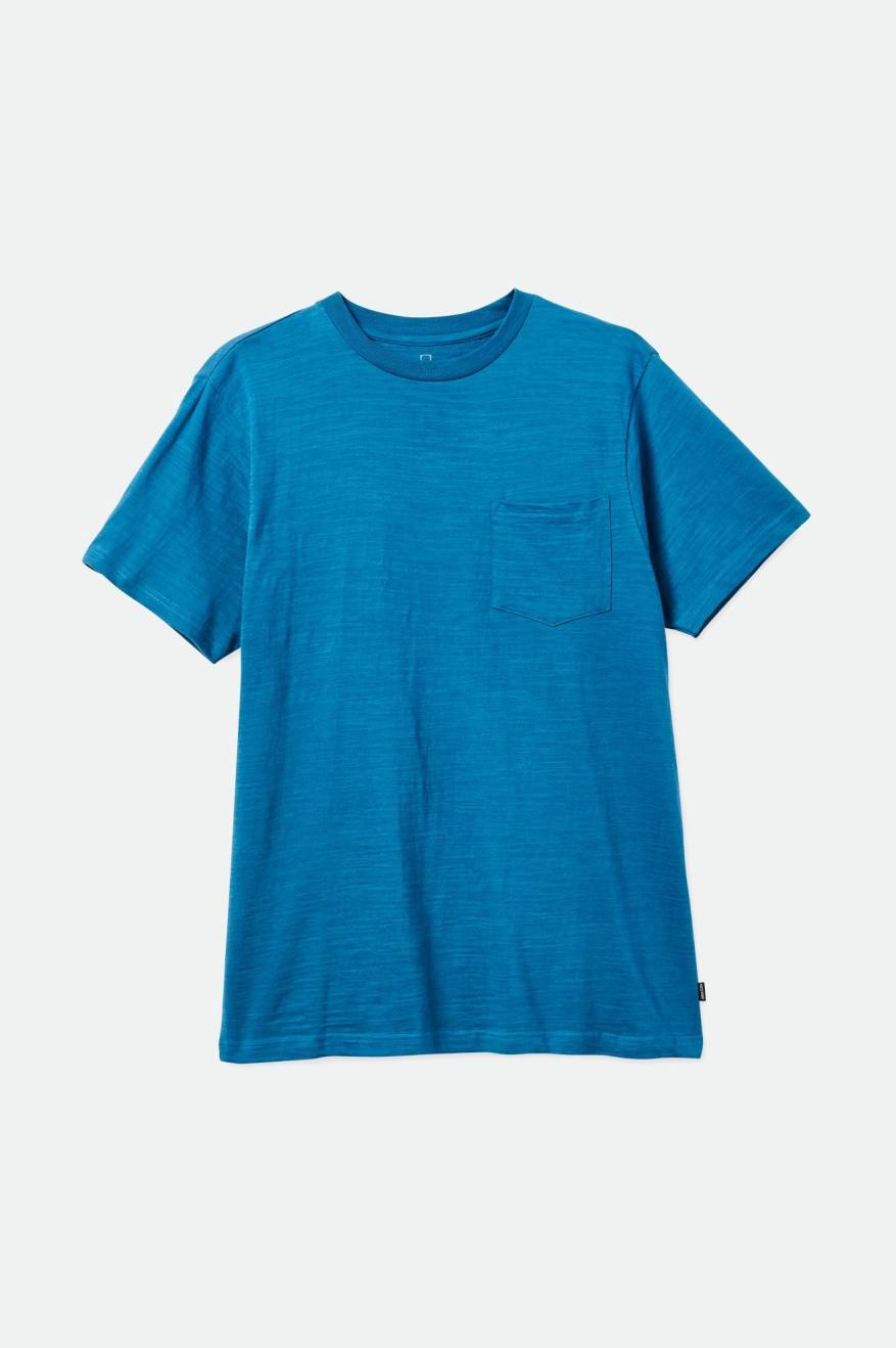 Brixton Basic Slub S/S Pocket Gebreide Kleding Heren Turquoise | 748235USR