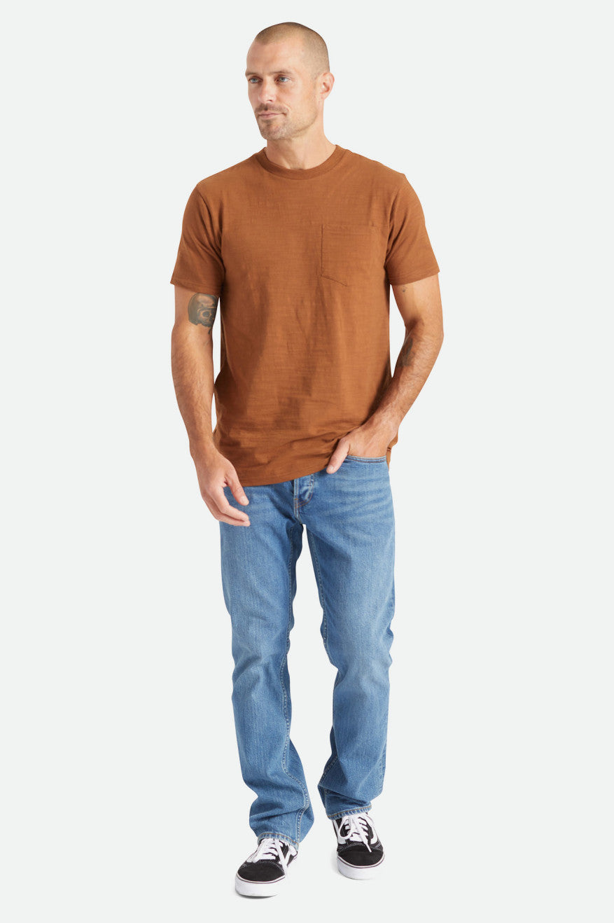 Brixton Basic Slub S/S Pocket Gebreide Kleding Heren Bruin | 946531DGX