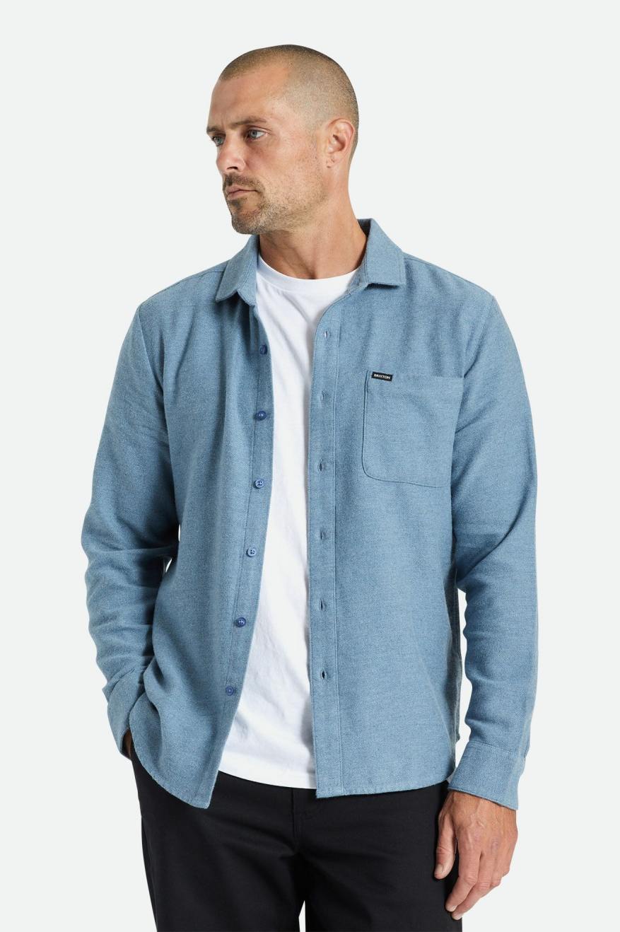 Brixton Bixby Reserve L/S Flanellen Tops Heren Blauw | 940721VAW