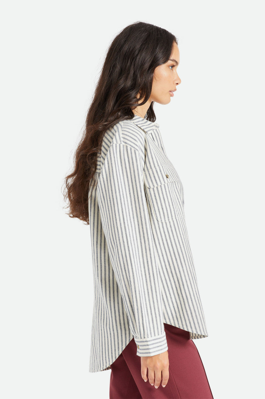 Brixton Bowery Boyfriend L/S Flanellen Tops Dames Strepen | 368017PNR