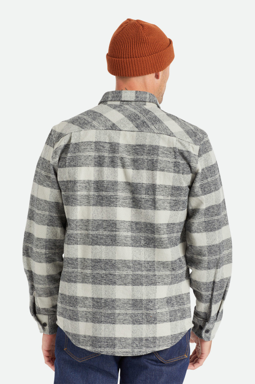 Brixton Bowery Heavy Weight L/S Flanellen Tops Heren Zwart Grijs | 307824LDG