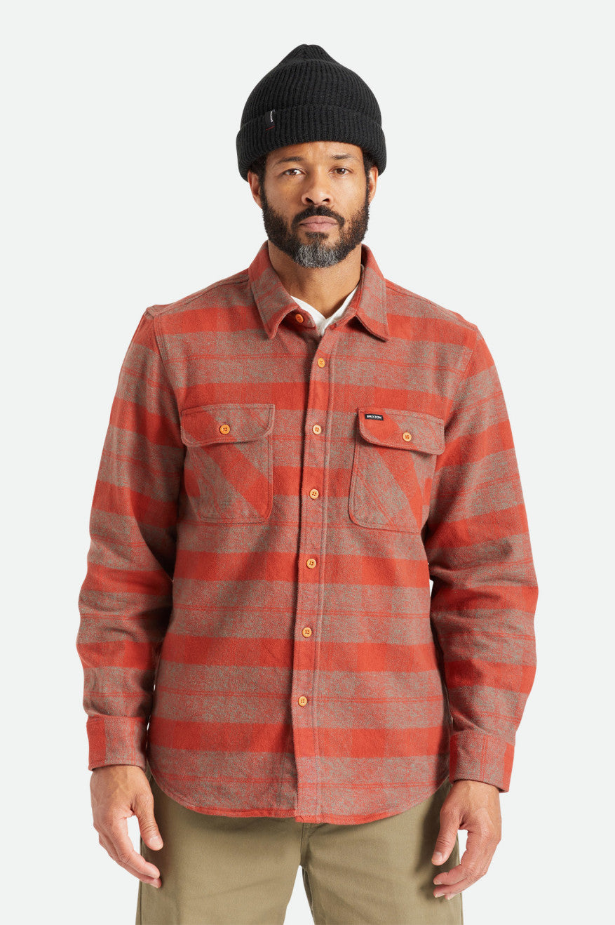 Brixton Bowery Heavy Weight L/S Flanellen Tops Heren Rood | 694503FVS