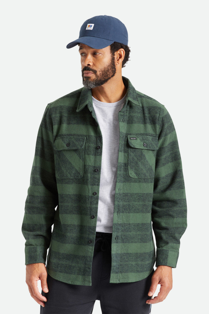 Brixton Bowery Heavy Weight L/S Flanellen Tops Heren Groen | 937816JEC