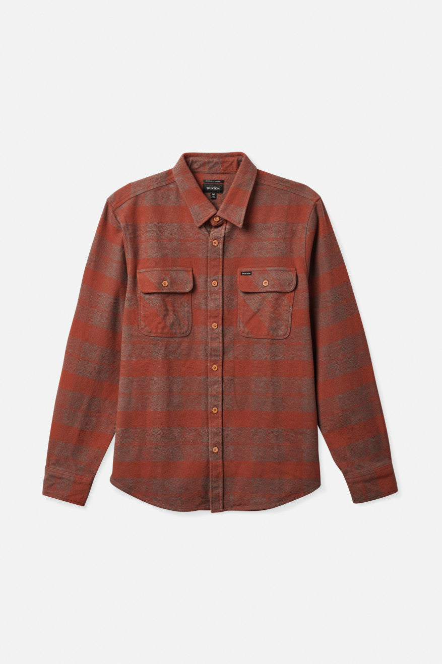 Brixton Bowery Heavy Weight L/S Geweven Tops Heren Rood | 051468WDS