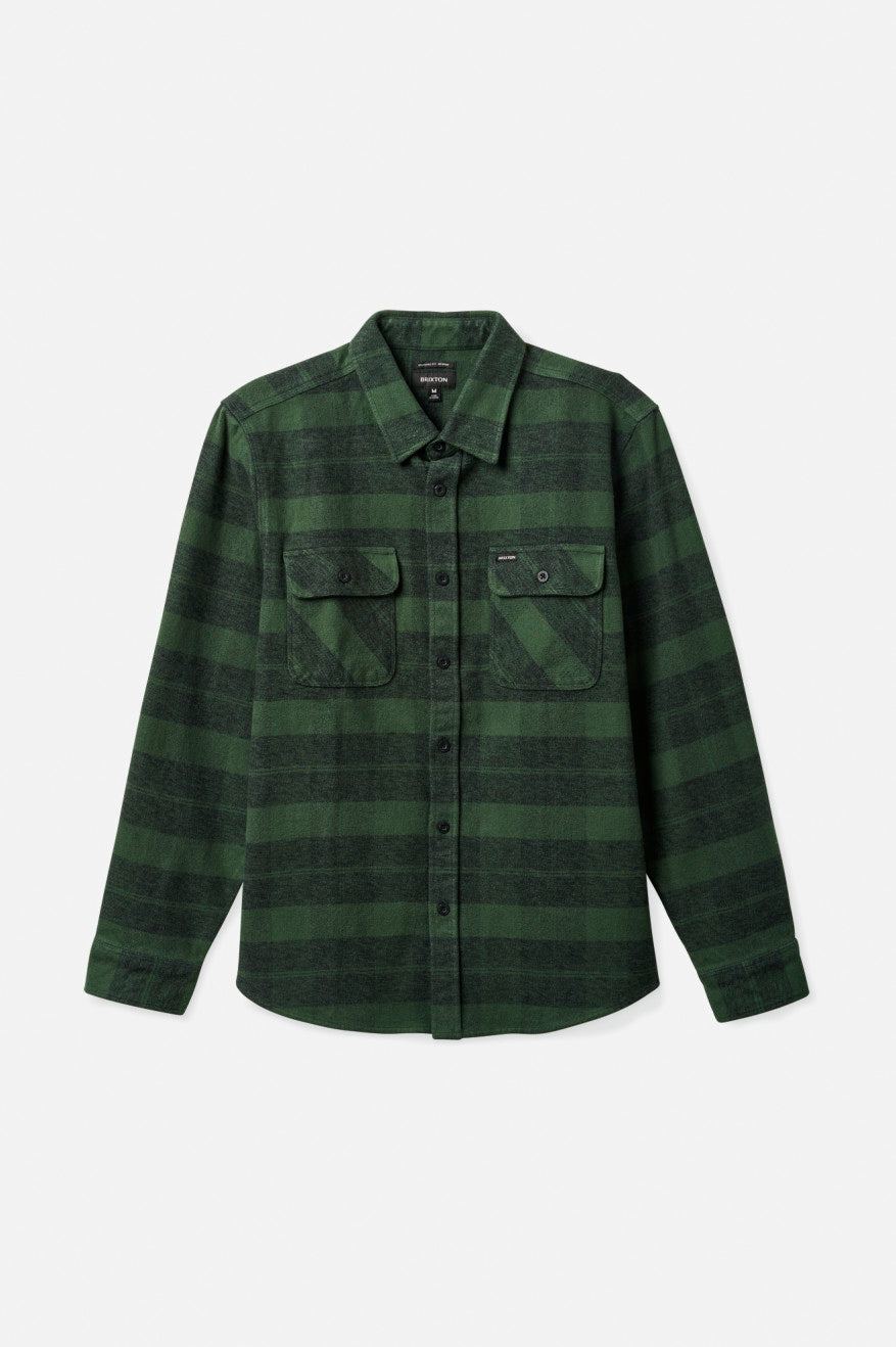 Brixton Bowery Heavy Weight L/S Geweven Tops Heren Groen | 736084ENX