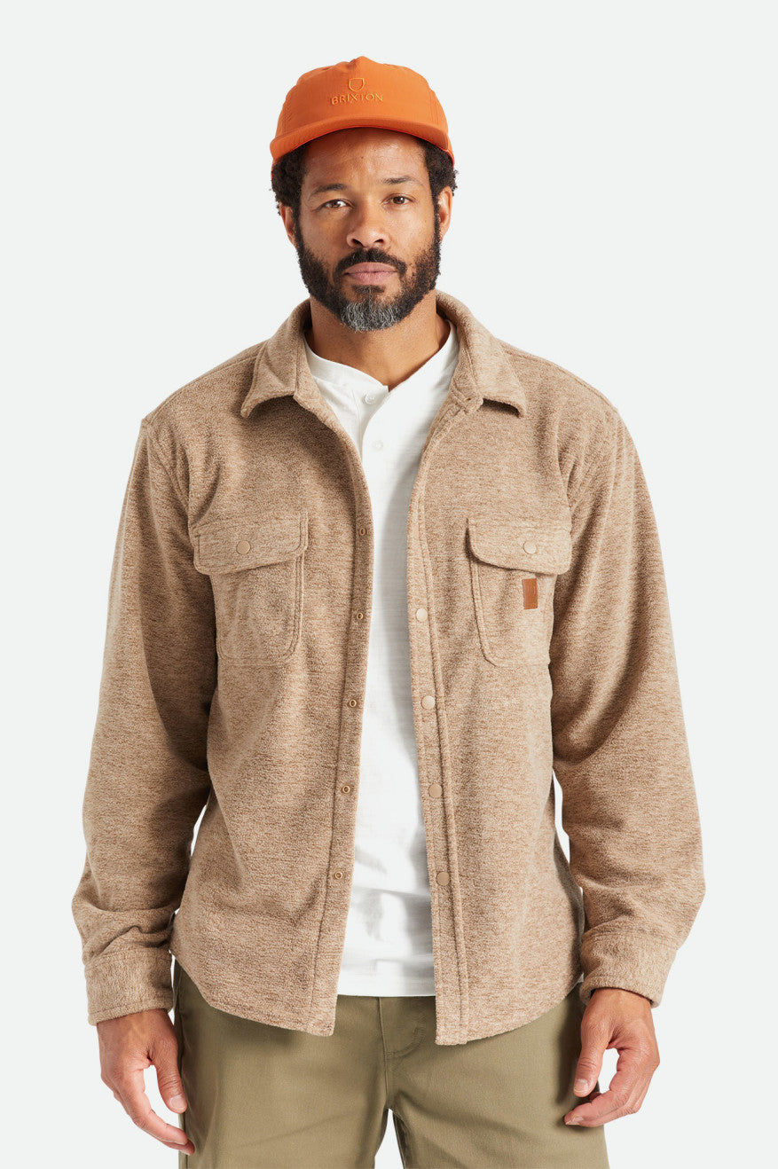 Brixton Bowery L/S Arctic Stretch Fleece Flanellen Tops Heren Beige | 241895CWA