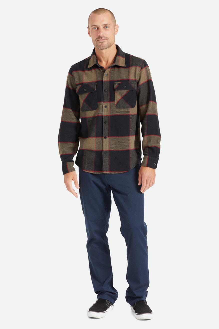 Brixton Bowery L/S Flanellen Tops Heren Grijs | 327864LGQ