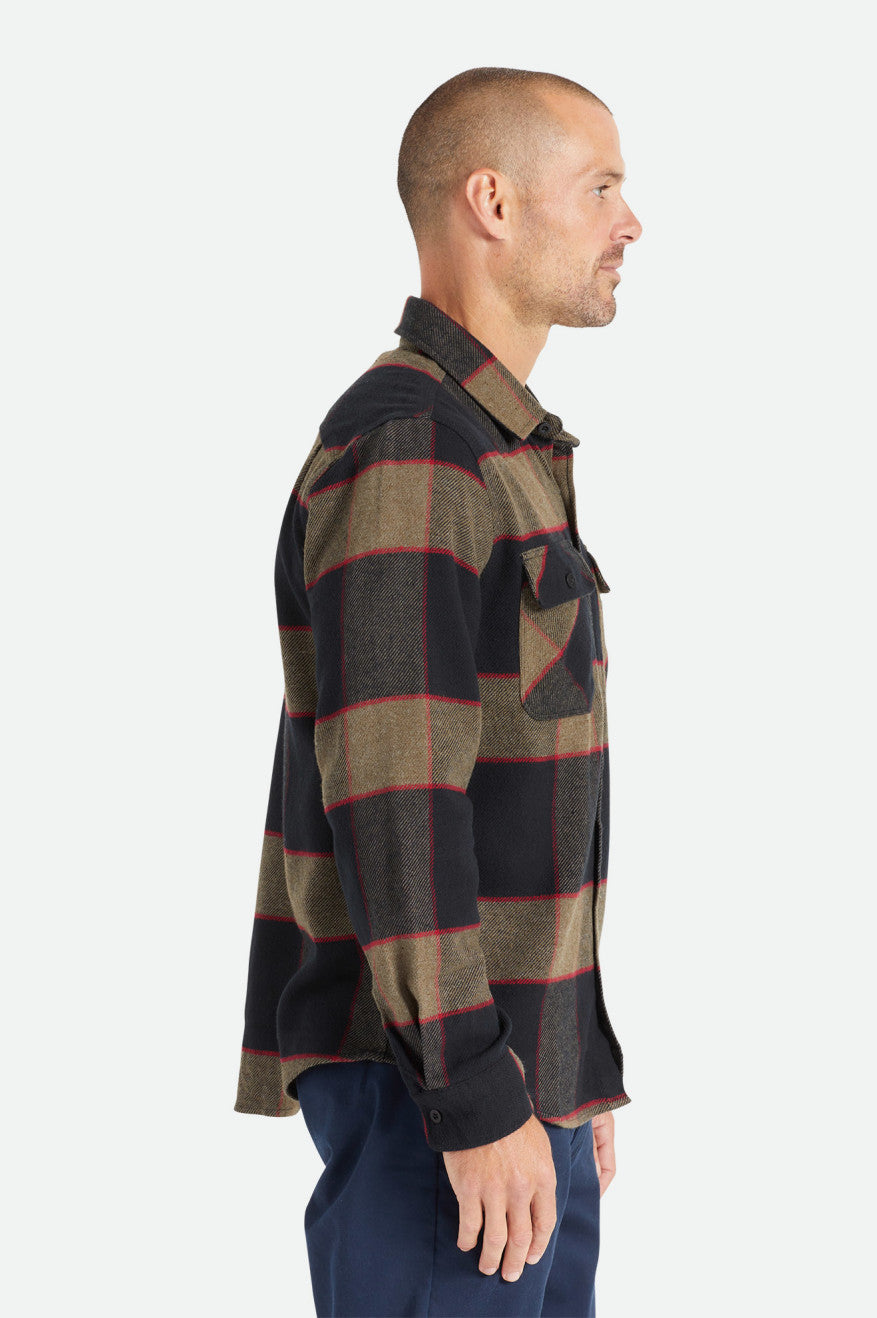 Brixton Bowery L/S Flanellen Tops Heren Grijs | 327864LGQ