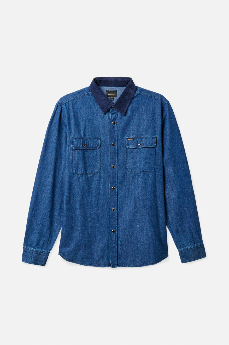 Brixton Bowery Reserve L/S Woven Geweven Tops Heren Blauw | 479602IRD