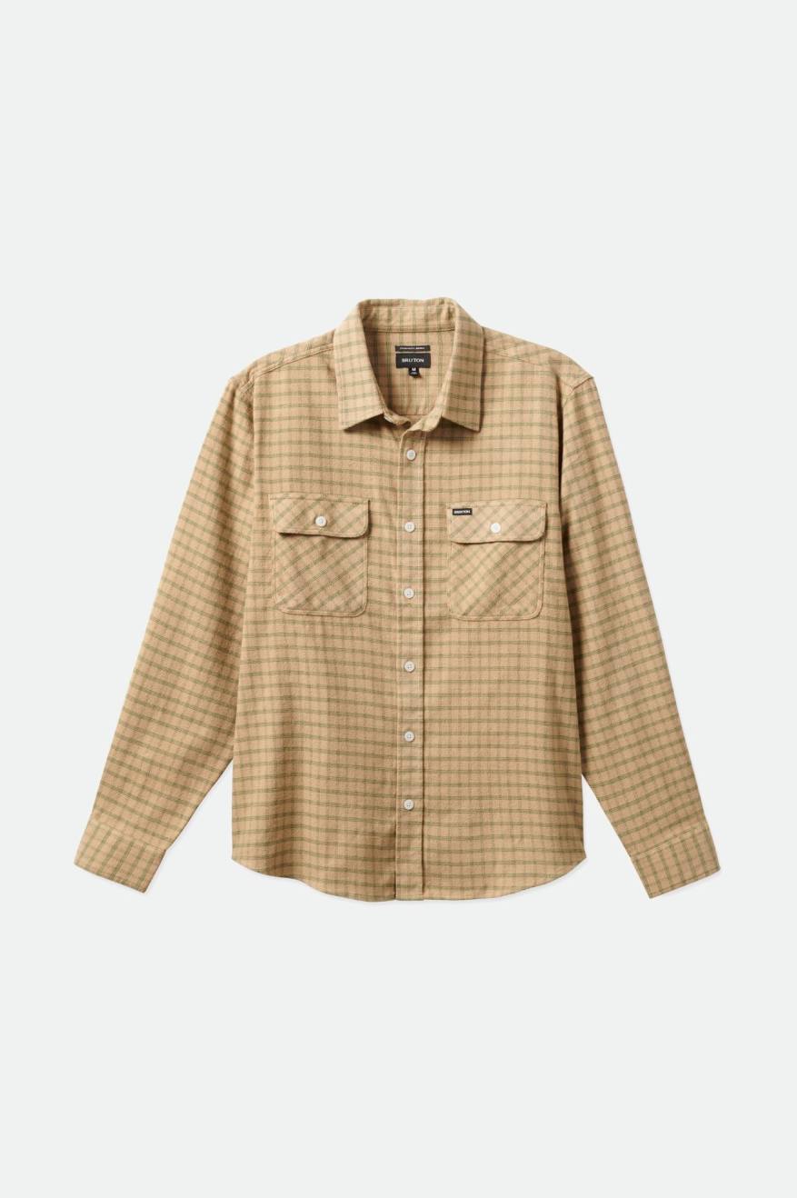 Brixton Bowery Stretch L/S Utility Flanellen Tops Heren Beige Olijfgroen | 520471JUB