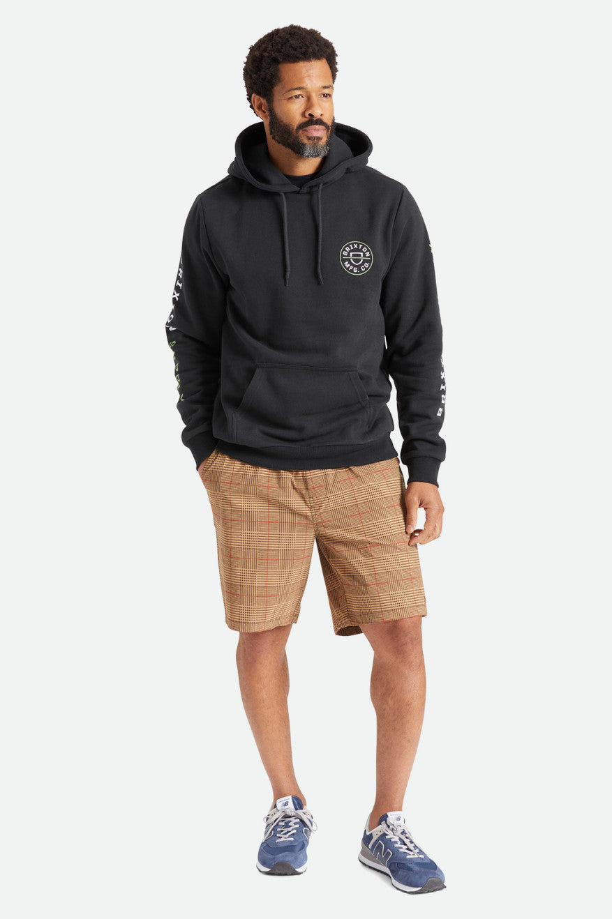 Brixton Crest Hoodie Heren Zwart Groen Wit | 491570XVU