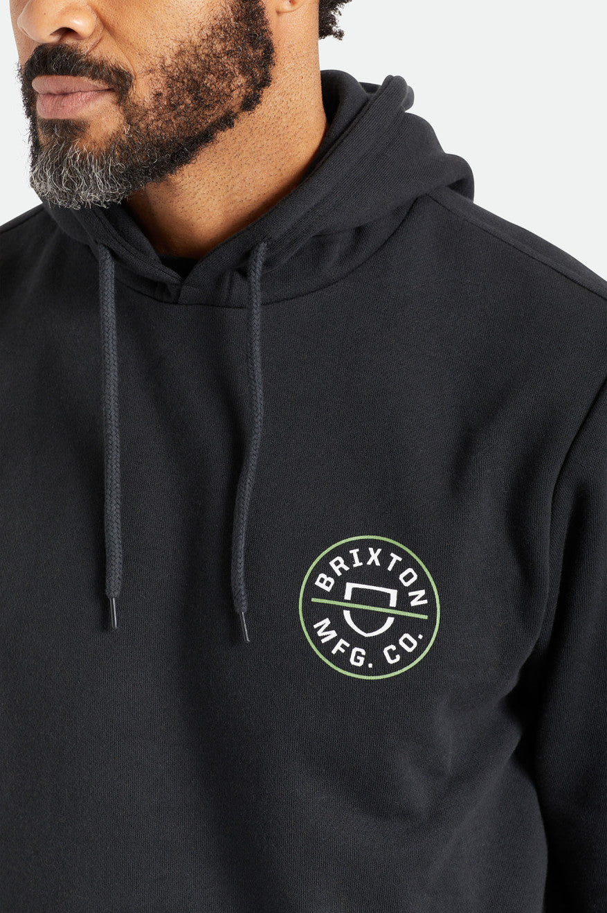 Brixton Crest Hoodie Heren Zwart Groen Wit | 491570XVU