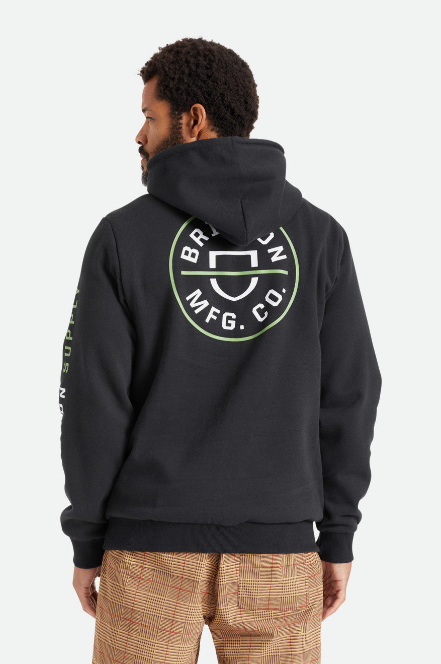 Brixton Crest Hoodie Heren Zwart Groen Wit | 491570XVU