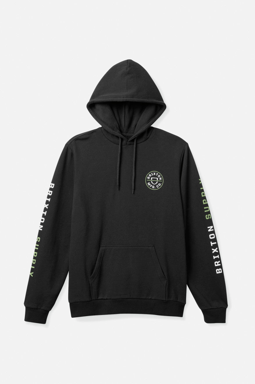 Brixton Crest Hoodie Heren Zwart Groen Wit | 491570XVU