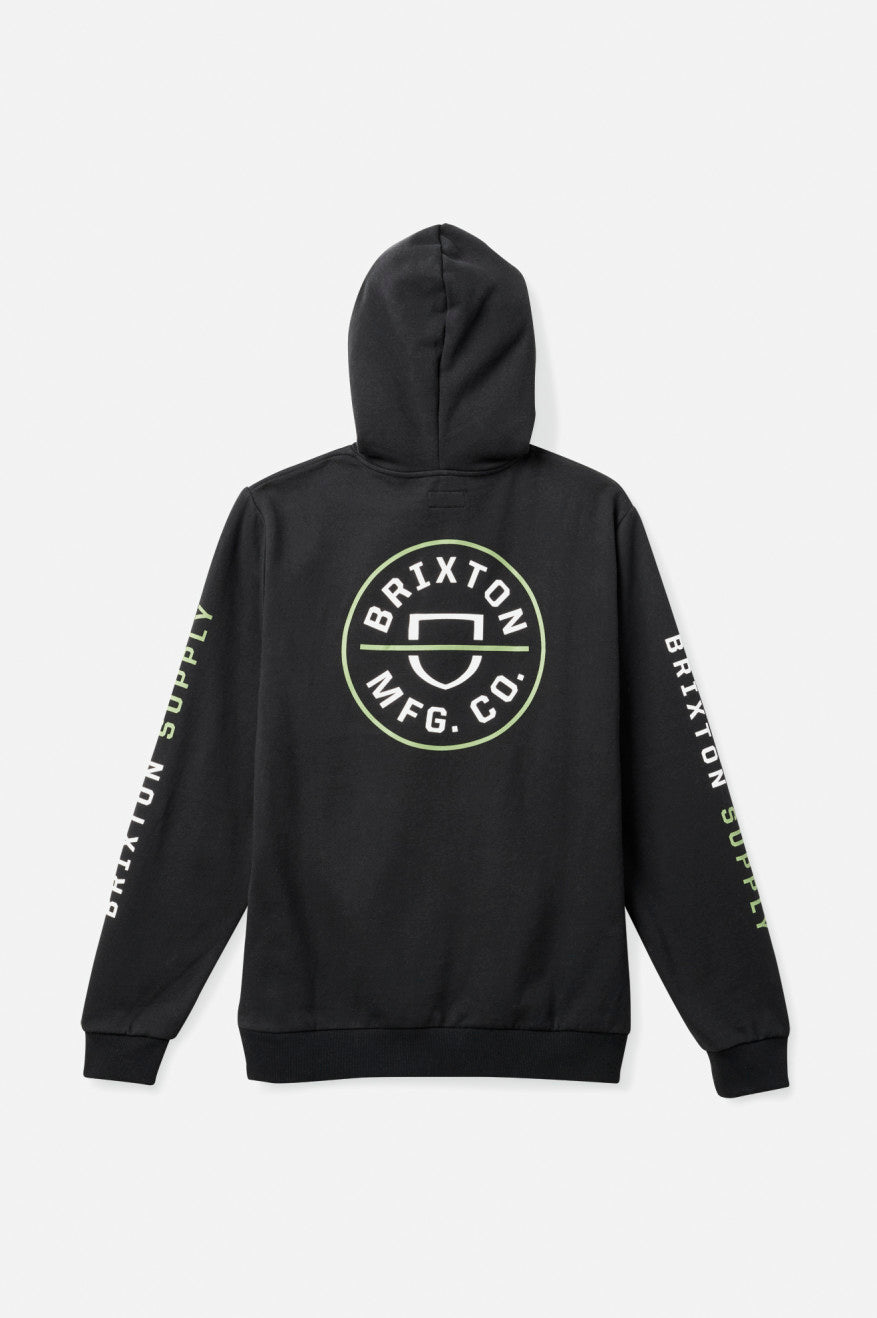 Brixton Crest Hoodie Heren Zwart Groen Wit | 491570XVU