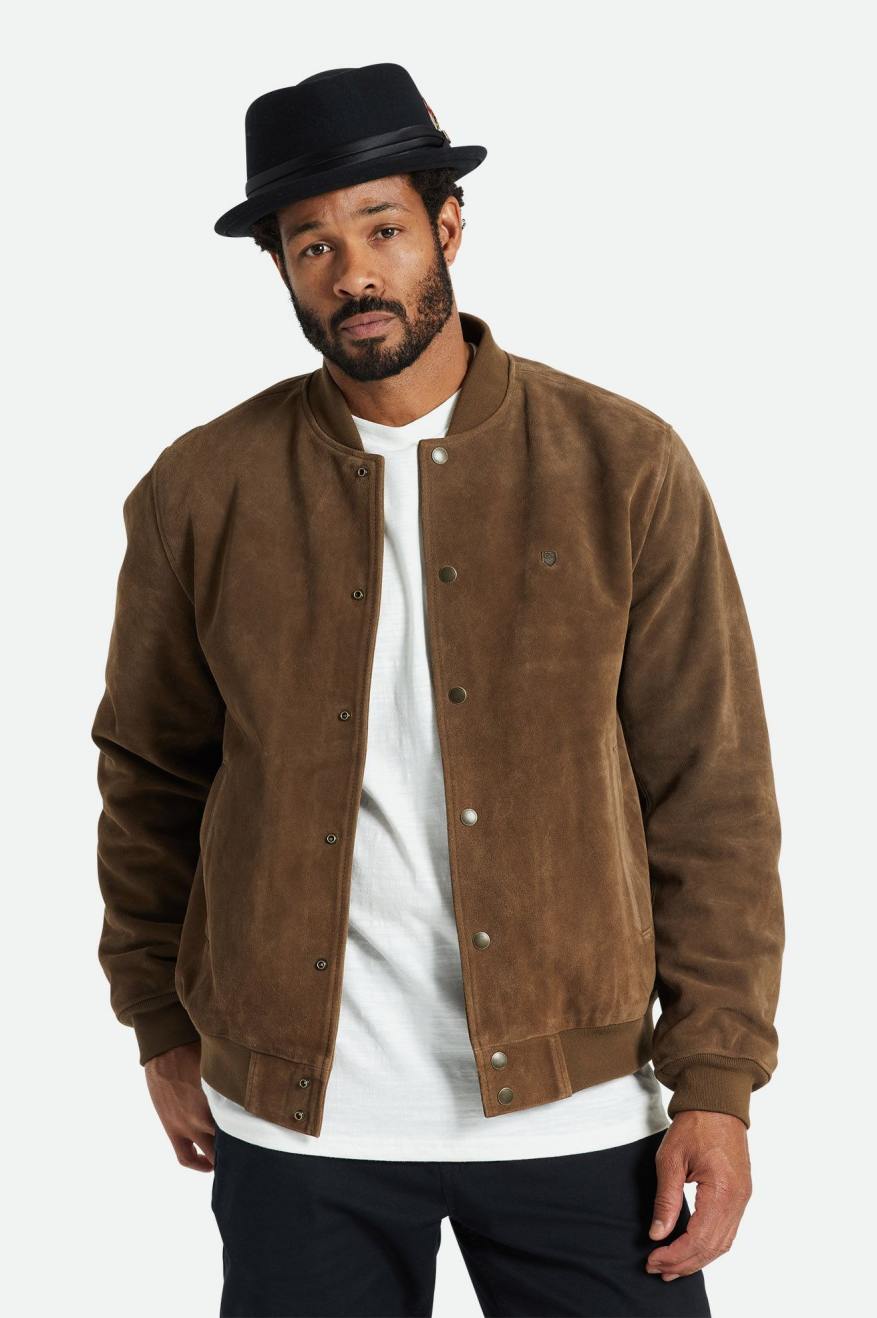 Brixton Dillinger Reserve Suede Bomber Jassen Heren Bruin | 172380NOC