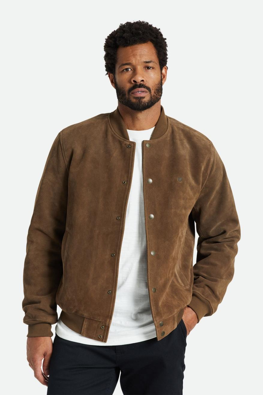 Brixton Dillinger Reserve Suede Bomber Jassen Heren Bruin | 172380NOC