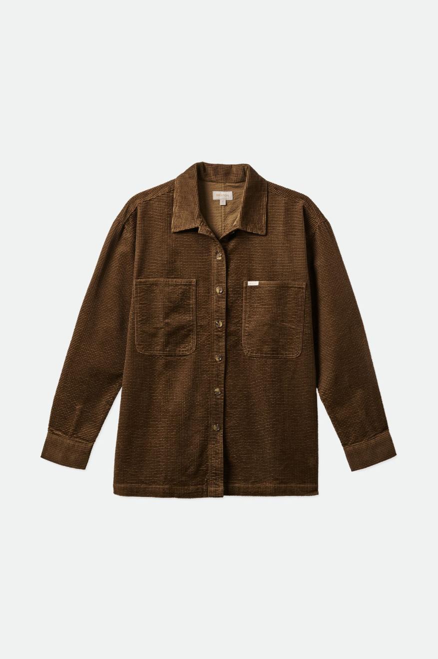 Brixton Dundee Corduroy Overshirt Topjes Dames Bruin | 615904IKN