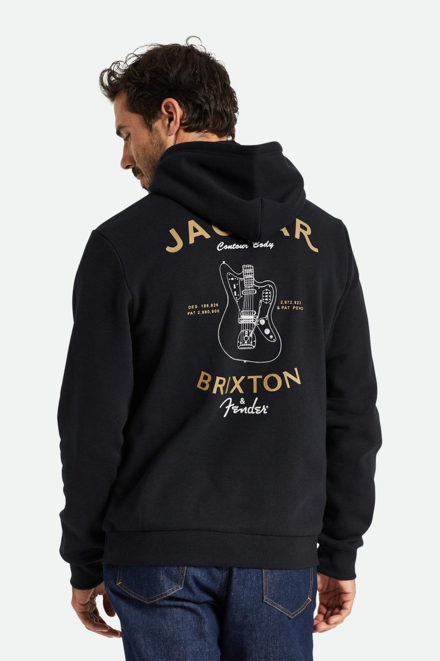 Brixton Fender Jaguar Claws Hoodie Heren Zwart | 879154GOD