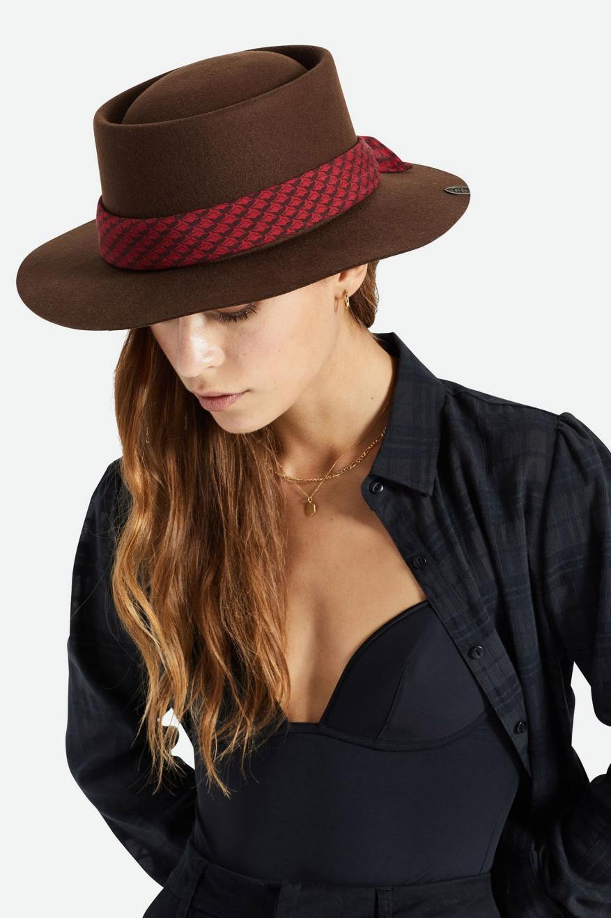 Brixton Fender Jaguar Contour Fedora Fedoras Dames Bruin | 167502SDE