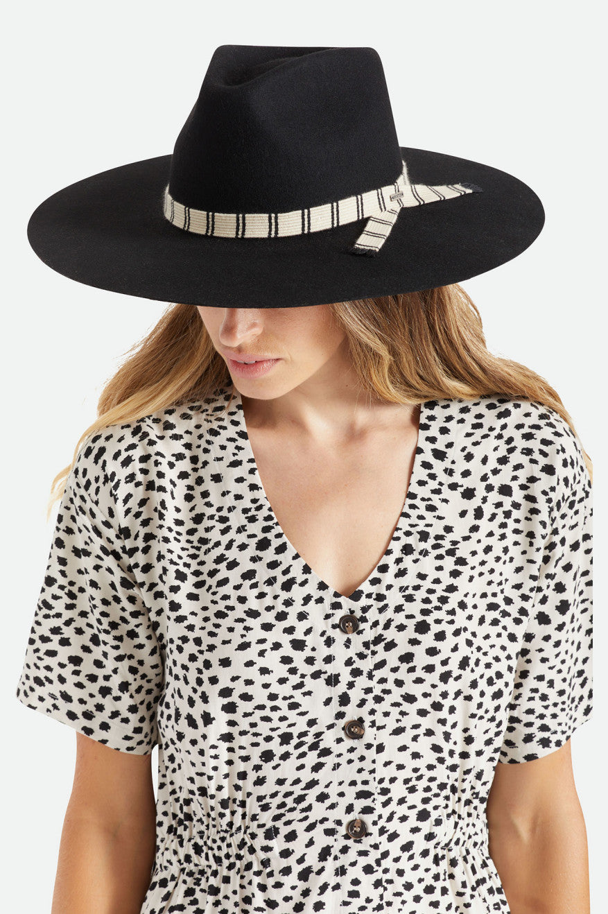 Brixton Leigh Felt Fedora Fedoras Dames Zwart | 536910NOL