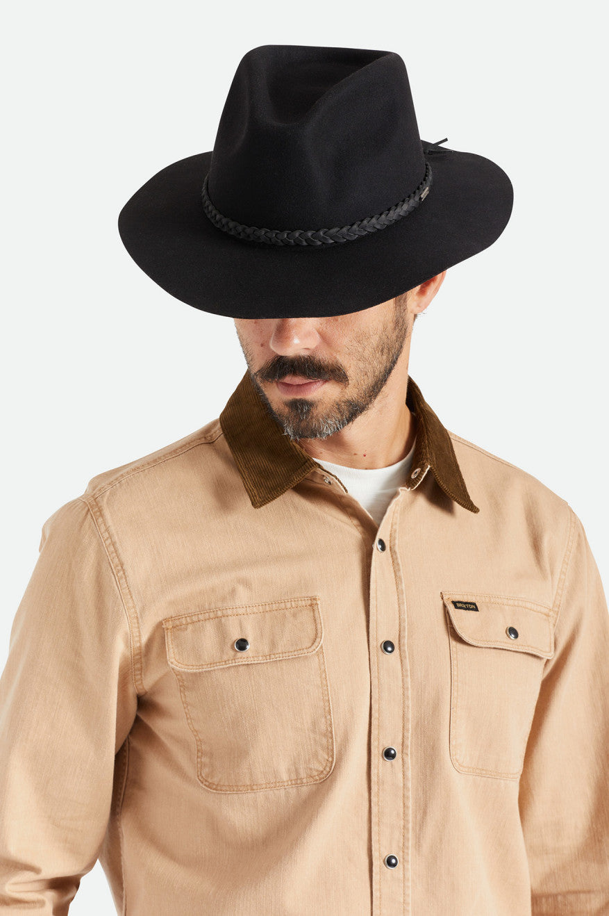 Brixton Messer Western Fedoras Heren Zwart | 921483RWN