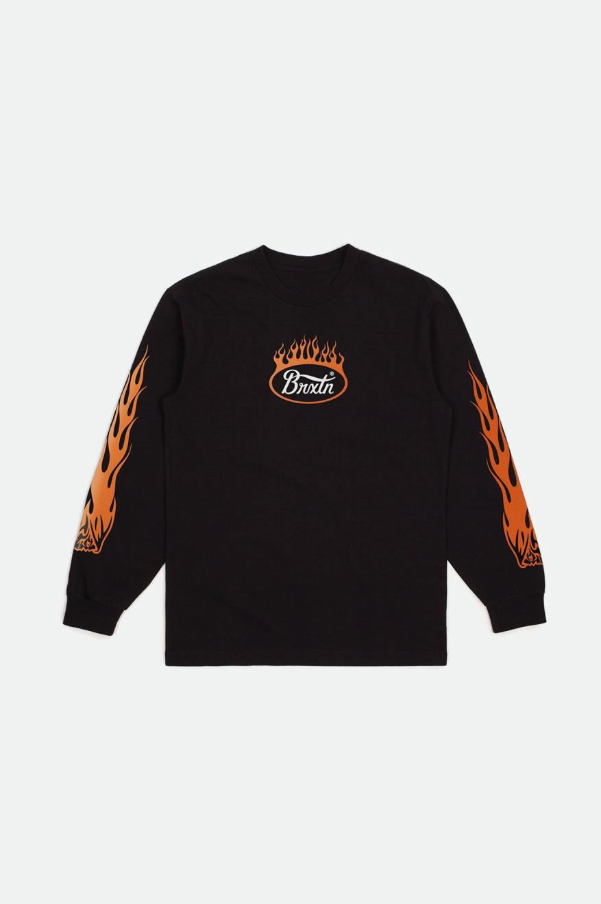 Brixton Parsons Flame L/S Standard Topjes Heren Zwart Wit Oranje | 165879FYC