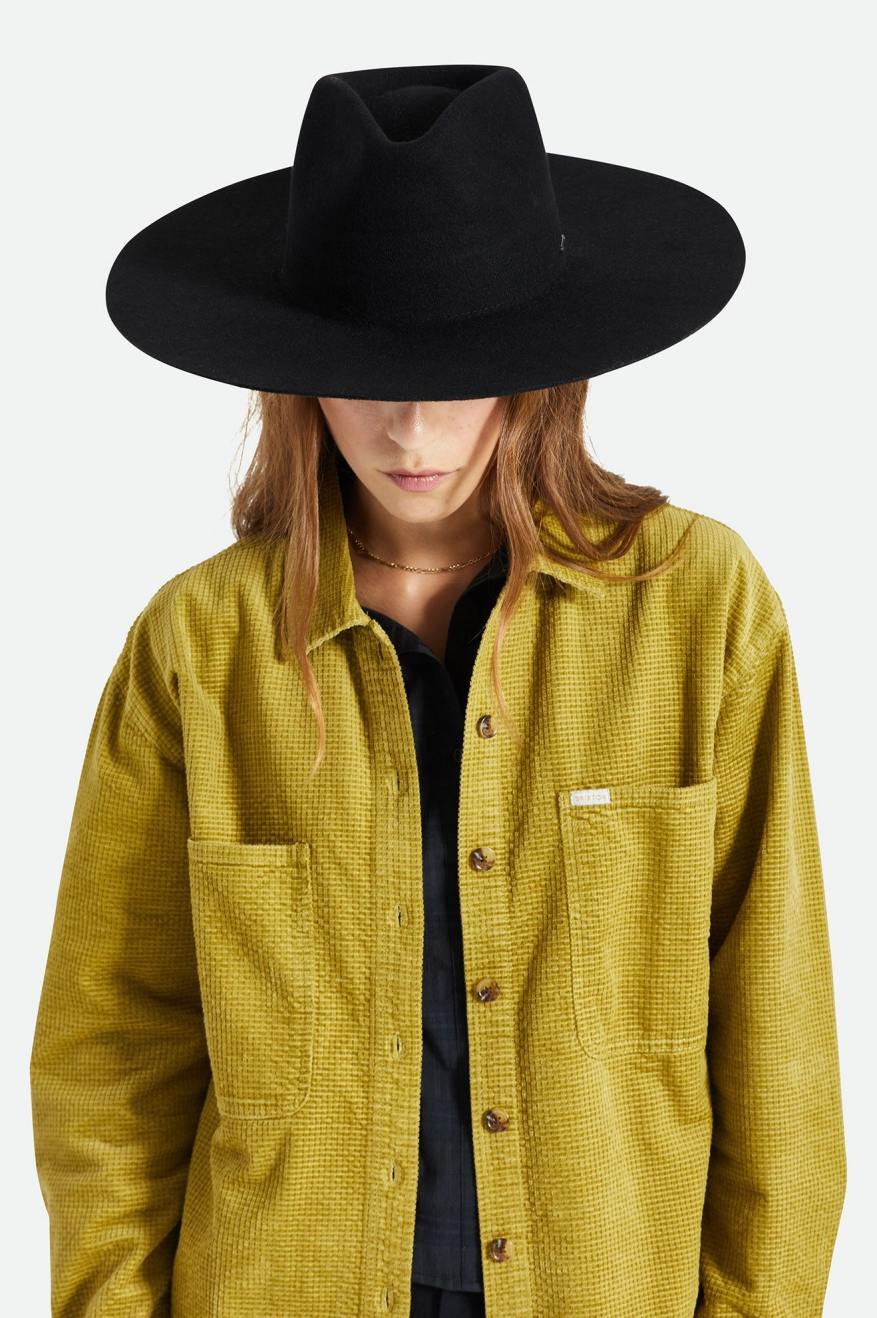 Brixton Primrose Felt Fedora Fedoras Dames Zwart | 853607JOG