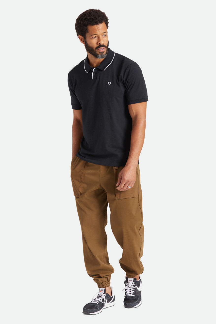 Brixton Proper S/S Polo Gebreide Kleding Heren Zwart | 028536CFZ